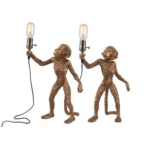 Antique Gold Monkey Table Lamp